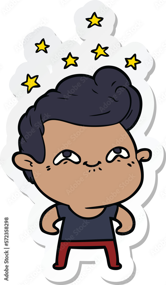 sticker of a cartoon excited man sticker of a cartoon excited man