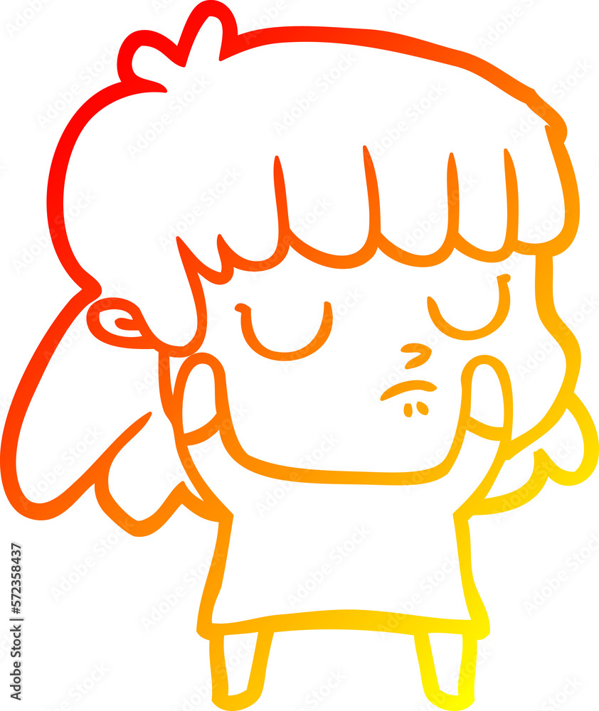 warm gradient line drawing cartoon indifferent woman warm gradient line drawing cartoon indifferent woman