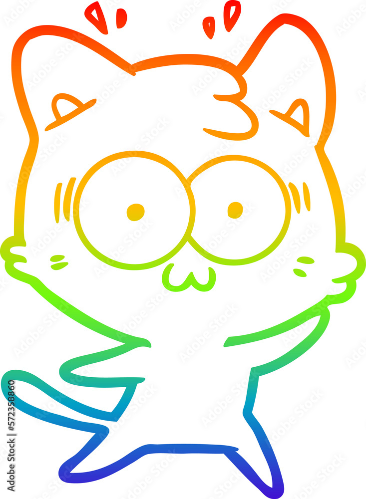 Obraz premium rainbow gradient line drawing cartoon surprised cat