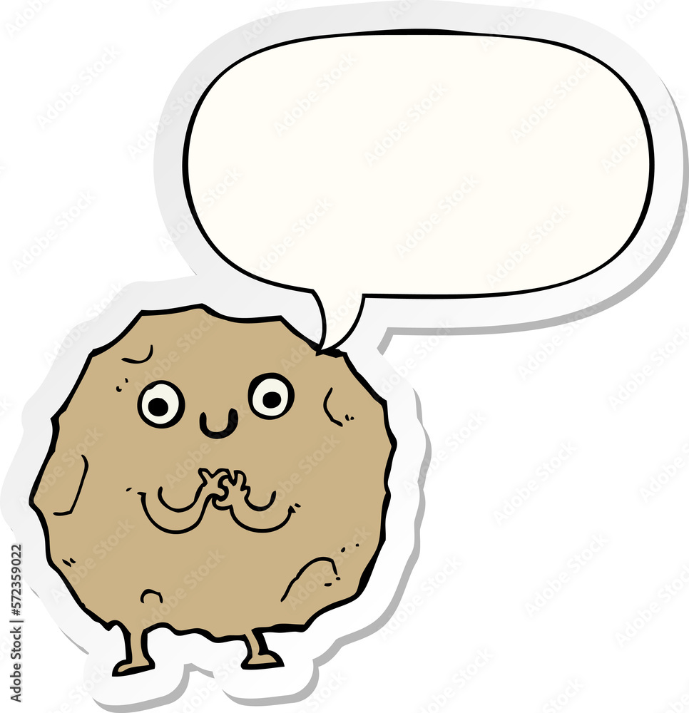 cartoon rock character and speech bubble sticker cartoon rock character and speech bubble sticker