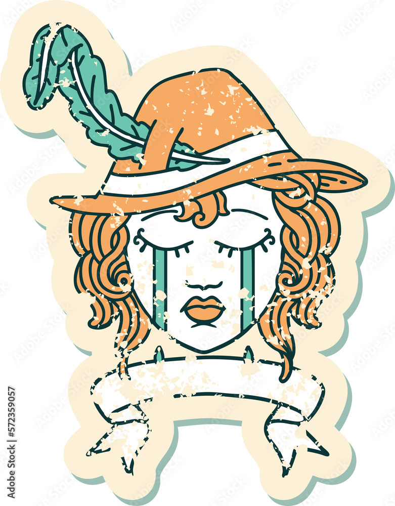 crying human bard with banner illustration crying human bard with banner illustration