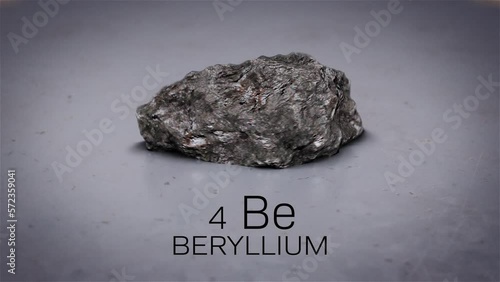 3d animation of the chemical element beryllium.periodic table number 4