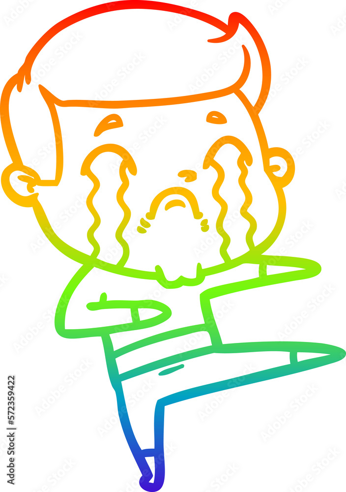 rainbow gradient line drawing cartoon man crying rainbow gradient line drawing cartoon man crying