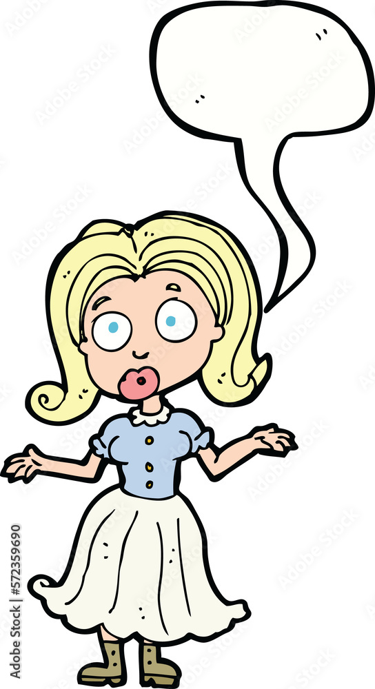 cartoon confused girl with speech bubble cartoon confused girl with speech bubble