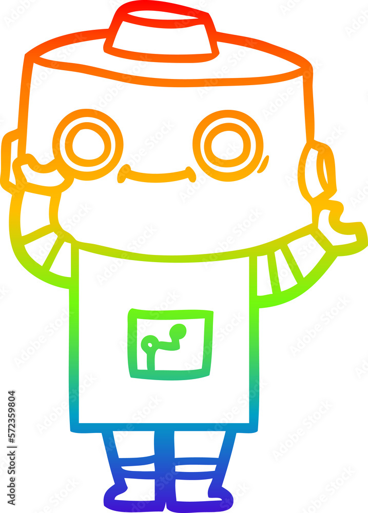 rainbow gradient line drawing cartoon robot rainbow gradient line drawing cartoon robot