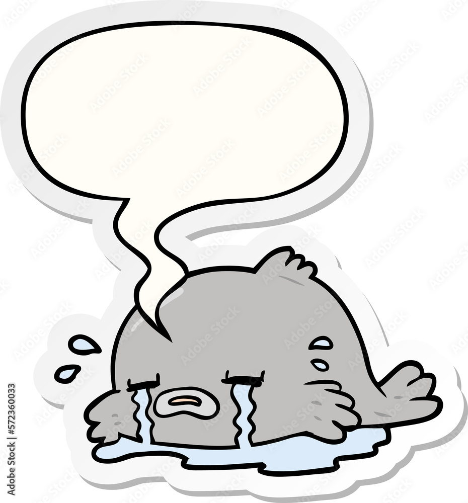 cartoon crying fish and speech bubble sticker cartoon crying fish and speech bubble sticker