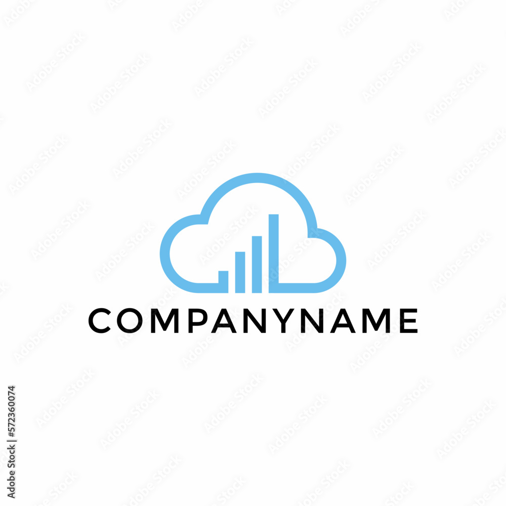 Vector logo combination of a cloud and financial graph