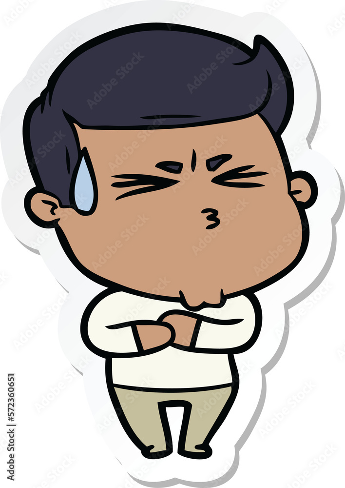 sticker of a cartoon frustrated man