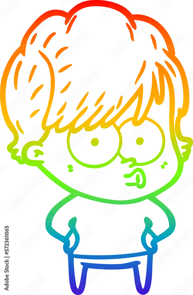 rainbow gradient line drawing cartoon woman rainbow gradient line drawing cartoon woman