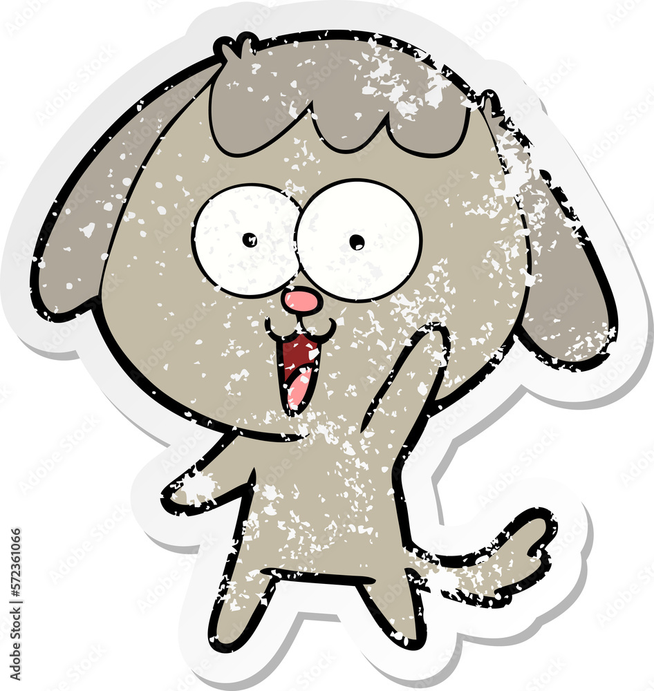 Obraz premium distressed sticker of a cute cartoon dog