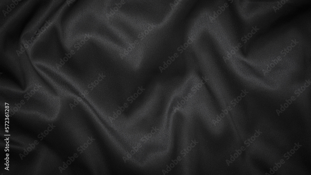 Black or dark gray with silk sheen wavy fabric texture background - obrazy, fototapety, plakaty 