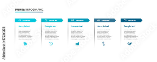 Business vector infographic template with 5 options or steps. Can be used for workflow layout, diagram, annual report, web design