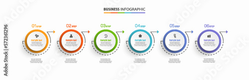 Business vector infographic template with 6 options or steps. Can be used for workflow layout, diagram, annual report, web design