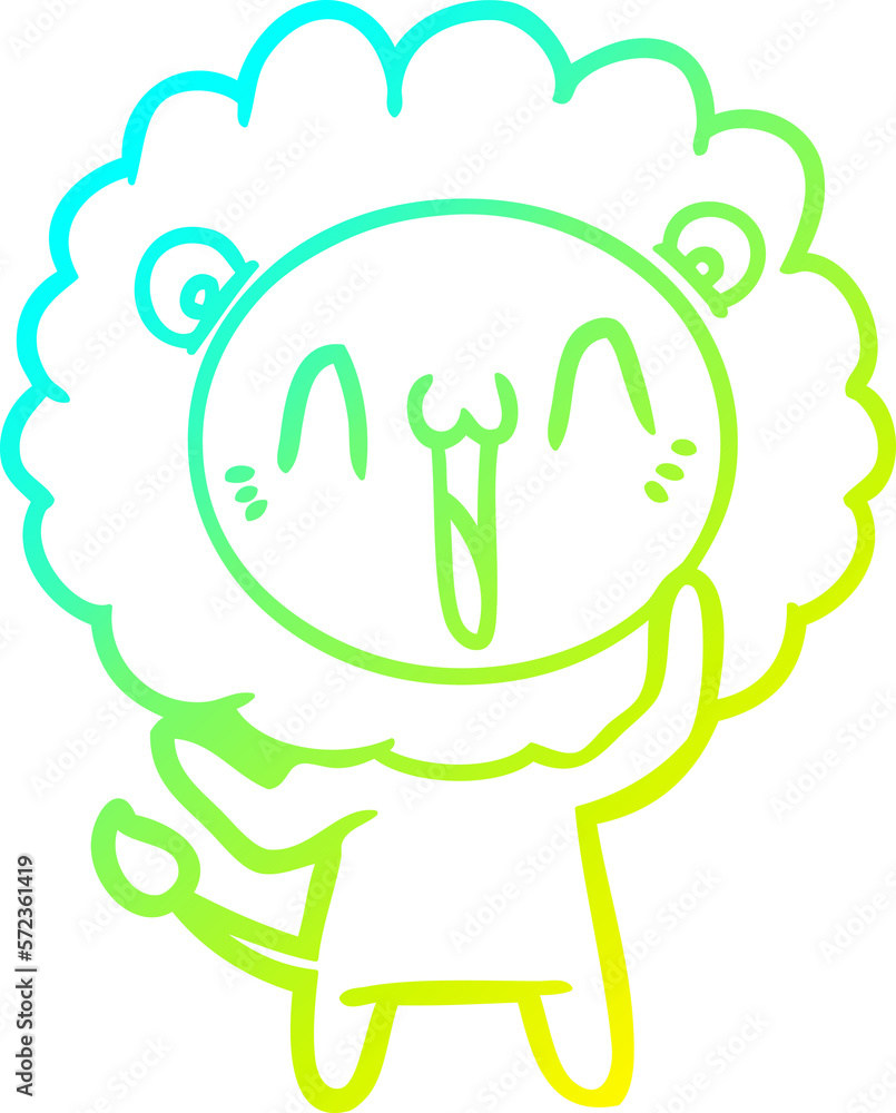 cold gradient line drawing happy cartoon lion cold gradient line drawing happy cartoon lion