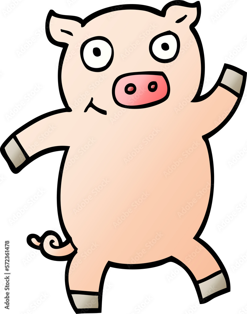 vector gradient illustration cartoon dancing pig vector gradient illustration cartoon dancing pig