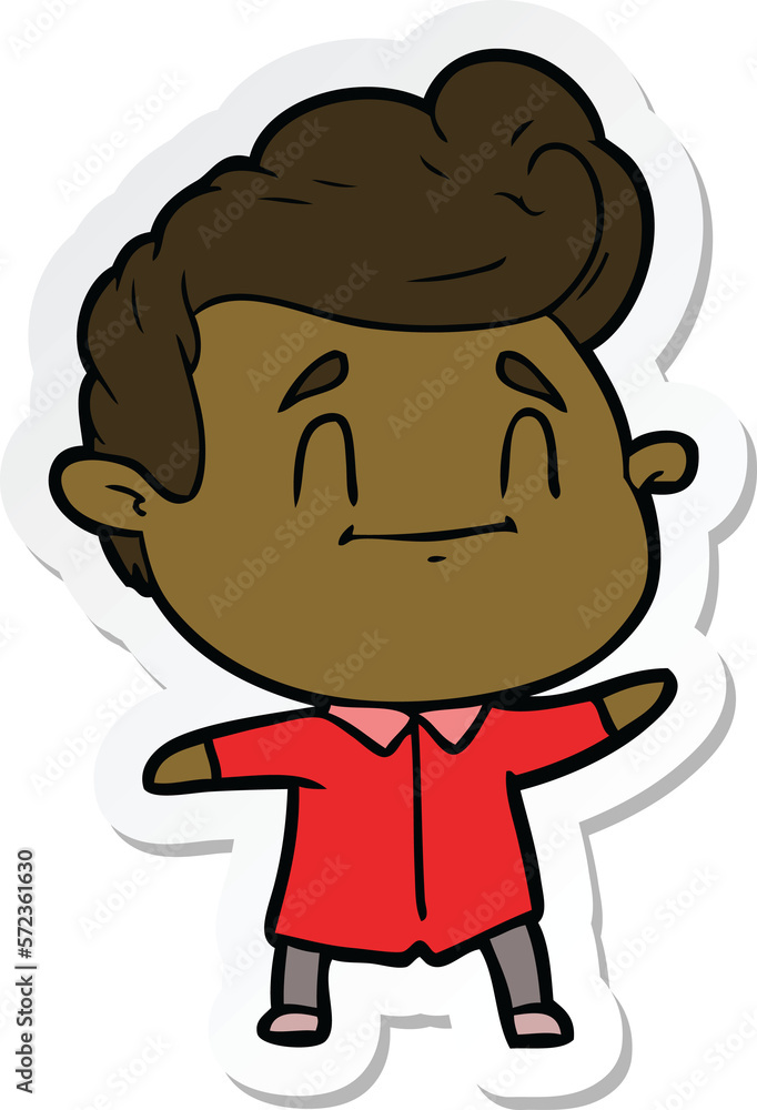 sticker of a happy cartoon man