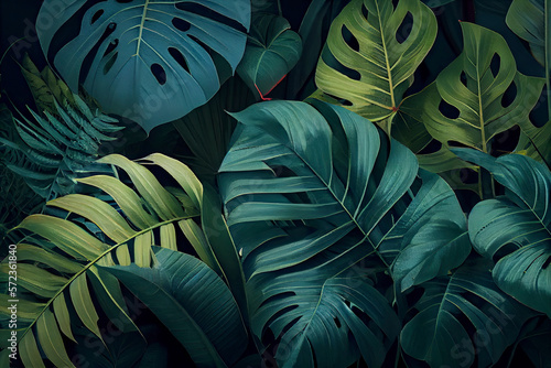 Wallpaper Mural Green Asian tropical leaves in the park Torontodigital.ca