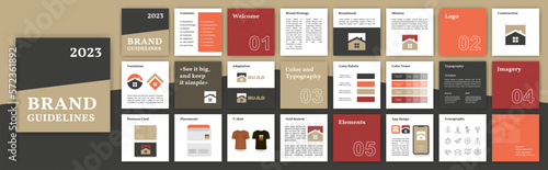 Brand Guidelines template. Corporate Guide line identity presentation. Logo Guideline template. Logo Guide Book. Logotype presentation
