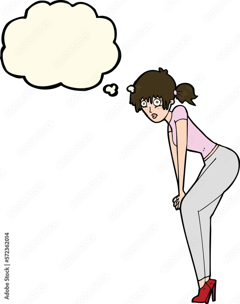 cartoon woman posing with thought bubble cartoon woman posing with thought bubble