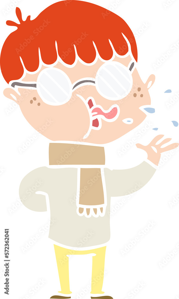 flat color style cartoon boy wearing spectacles flat color style cartoon boy wearing spectacles