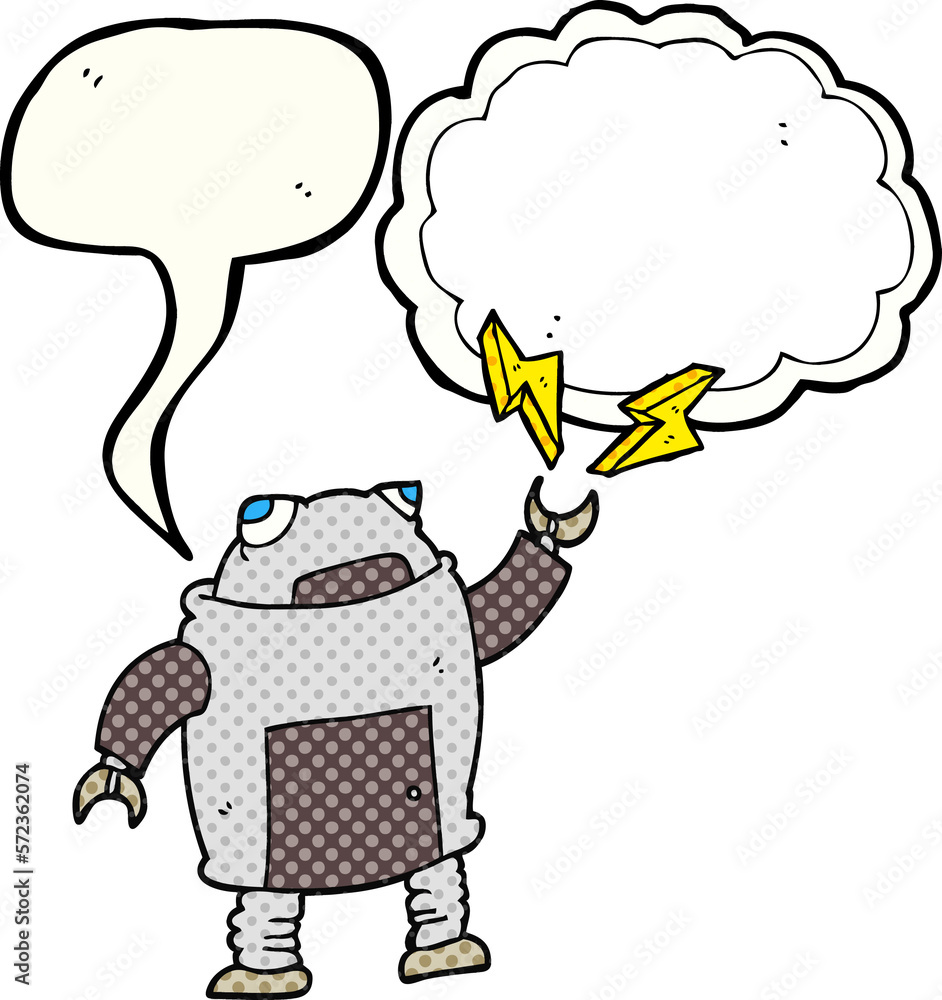 comic book speech bubble cartoon robot comic book speech bubble cartoon robot