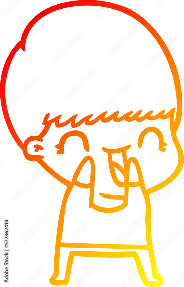 warm gradient line drawing happy cartoon boy warm gradient line drawing happy cartoon boy