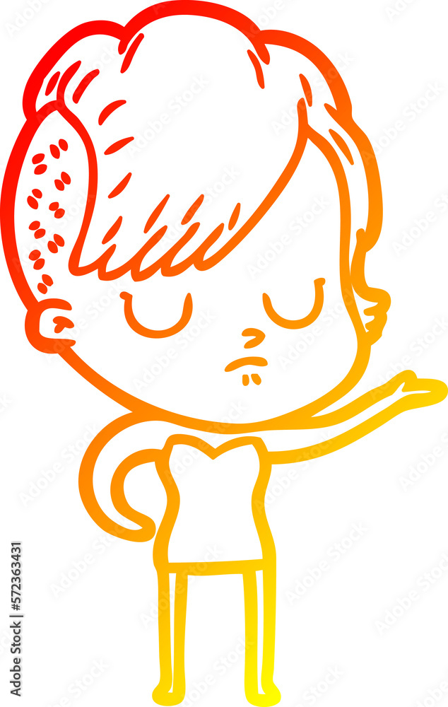 warm gradient line drawing cartoon woman warm gradient line drawing cartoon woman