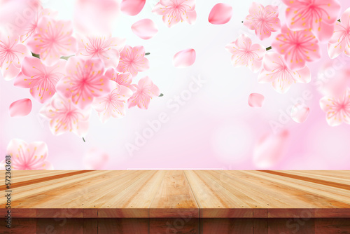 Wood table top on bare concrete wall background - can be used for display or montage your products