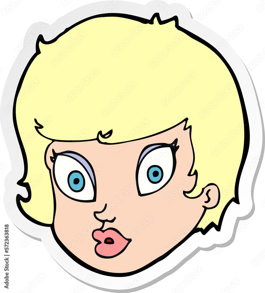 Obraz premium sticker of a cartoon surprised female face