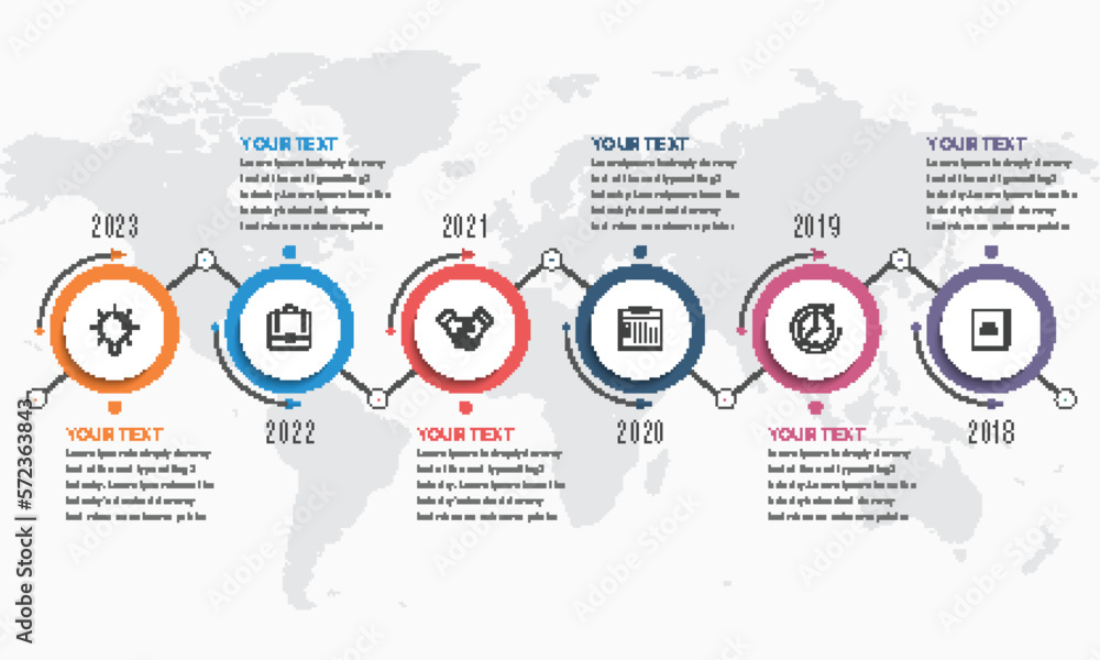 Fototapeta premium Timeline infographic concept data diagram with 6 options