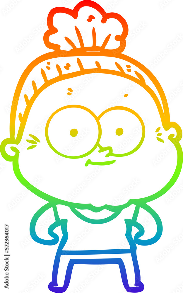 rainbow gradient line drawing cartoon happy old woman rainbow gradient line drawing cartoon happy old woman