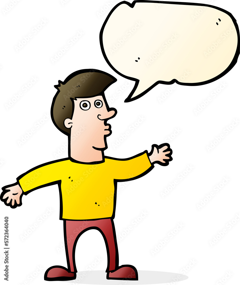 cartoon worried man with speech bubble