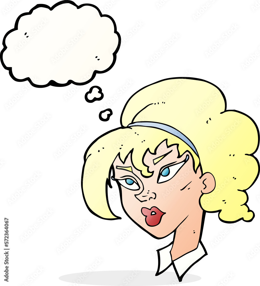 cartoon pretty woman with thought bubble cartoon pretty woman with thought bubble