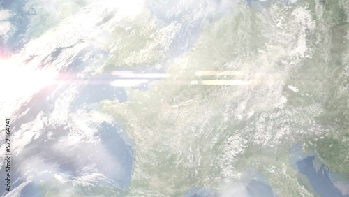 Wallpaper Mural Earth zoom in from outer space to city. Zooming on Saint Ouen, France. The animation continues by zoom out through clouds and atmosphere into space. Images from NASA Torontodigital.ca