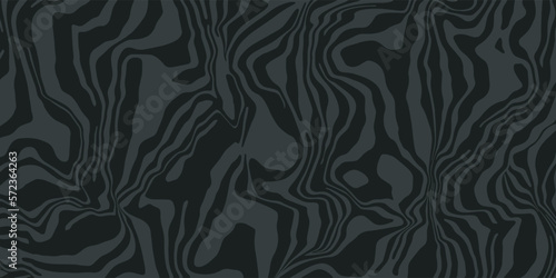 Zebra skin, curve stripes pattern. Animal print, black flow texture. Monochrome abstract liquid wave background. Vector illustration 