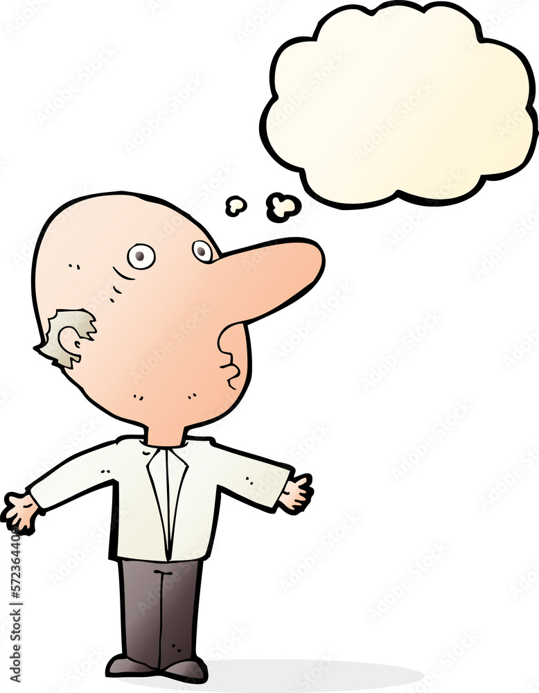 cartoon confused middle aged man with thought bubble cartoon confused middle aged man with thought bubble