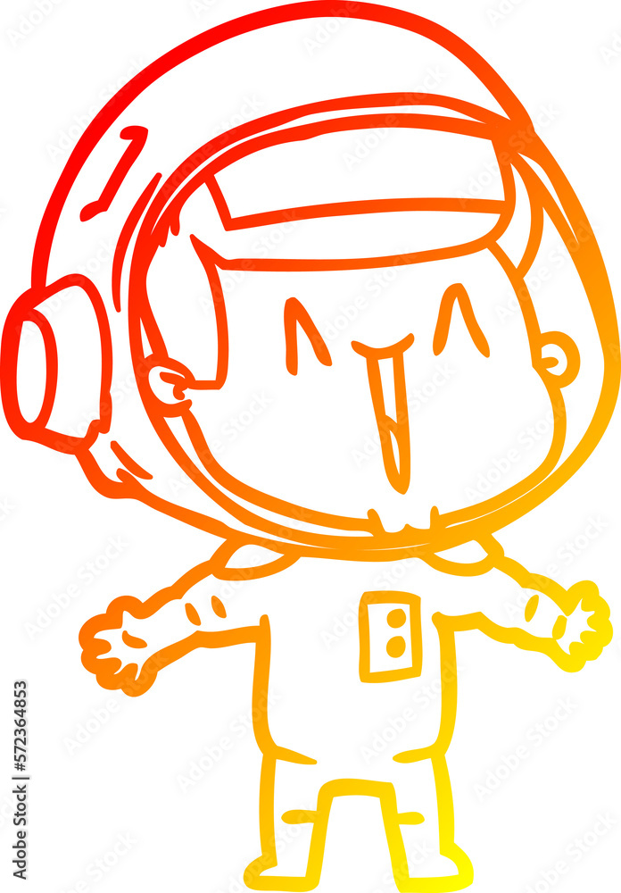 warm gradient line drawing happy cartoon astronaut warm gradient line drawing happy cartoon astronaut