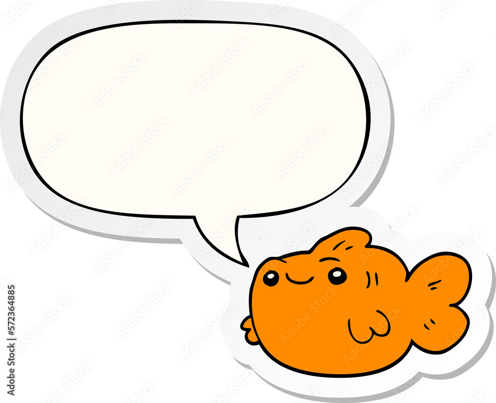 cartoon fish and speech bubble sticker cartoon fish and speech bubble sticker