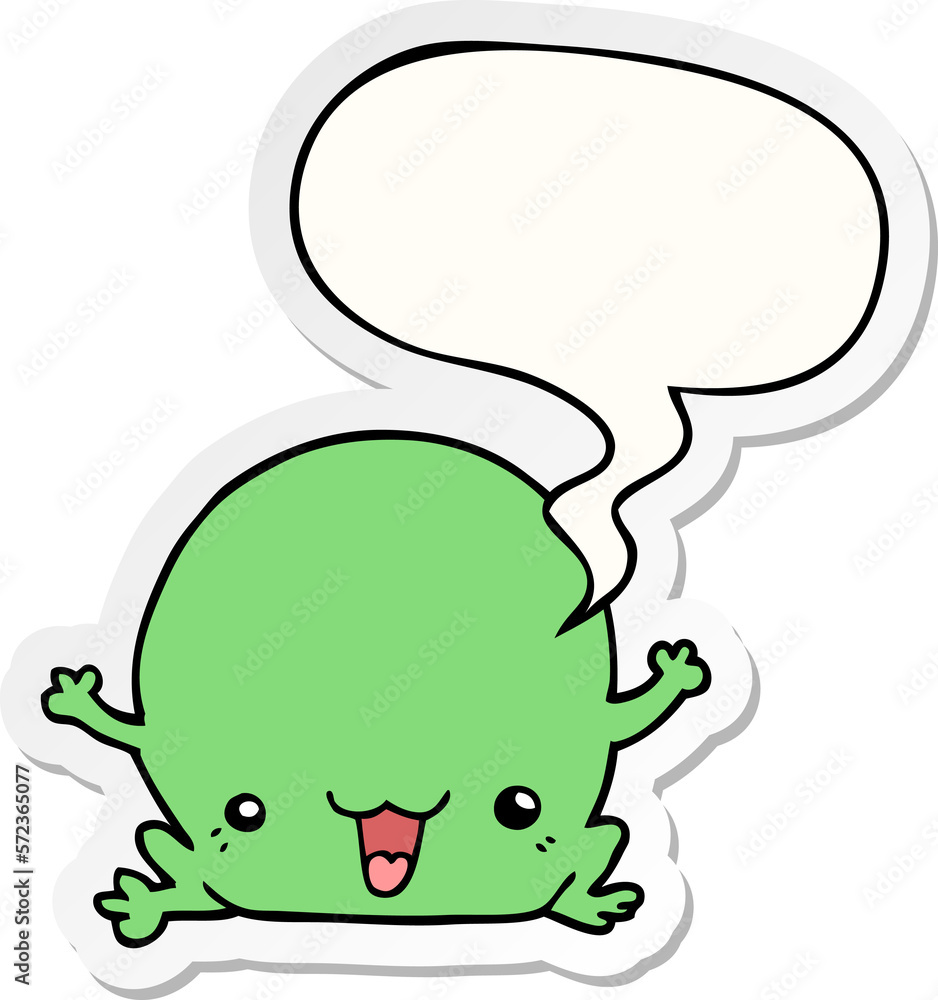cartoon frog and speech bubble sticker cartoon frog and speech bubble sticker