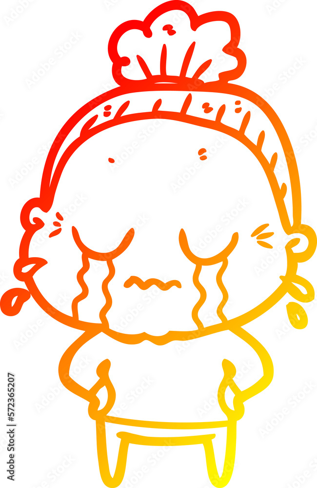 warm gradient line drawing cartoon crying old lady warm gradient line drawing cartoon crying old lady