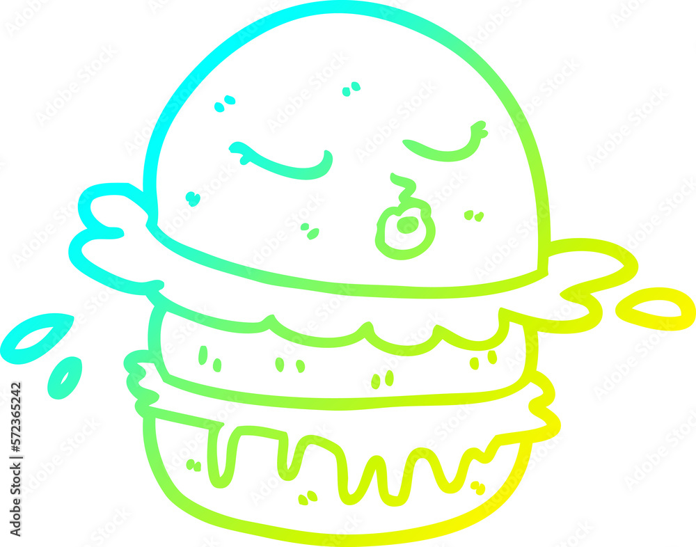 cold gradient line drawing cartoon fast food burger cold gradient line drawing cartoon fast food burger