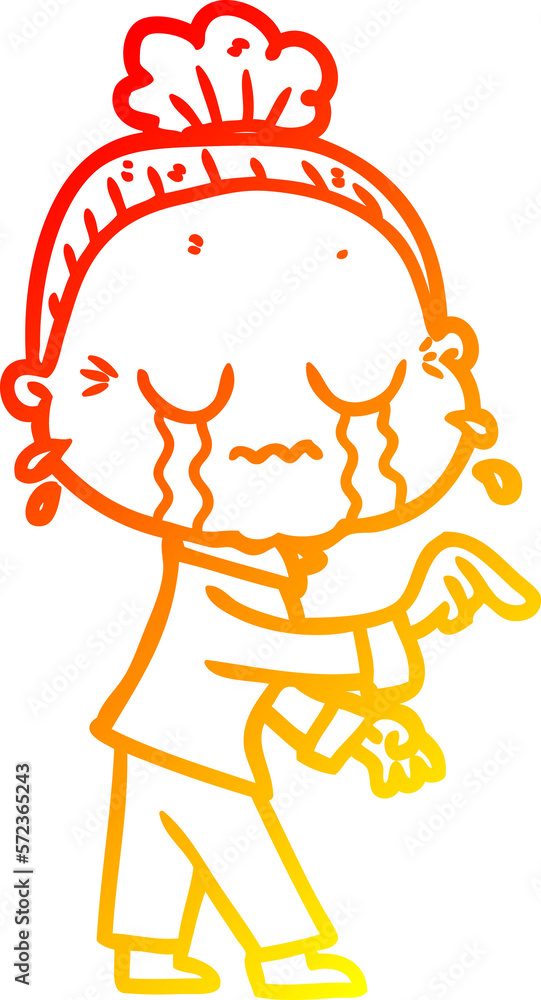 warm gradient line drawing cartoon crying old lady warm gradient line drawing cartoon crying old lady
