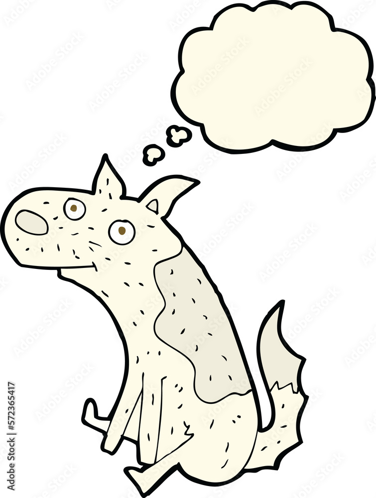 cartoon sitting dog with thought bubble cartoon sitting dog with thought bubble