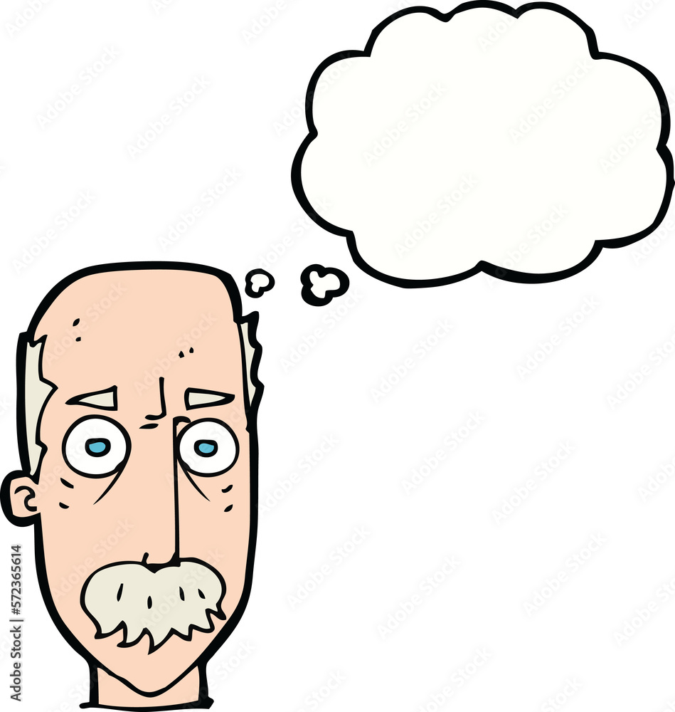 cartoon man with mustache with thought bubble cartoon man with mustache with thought bubble