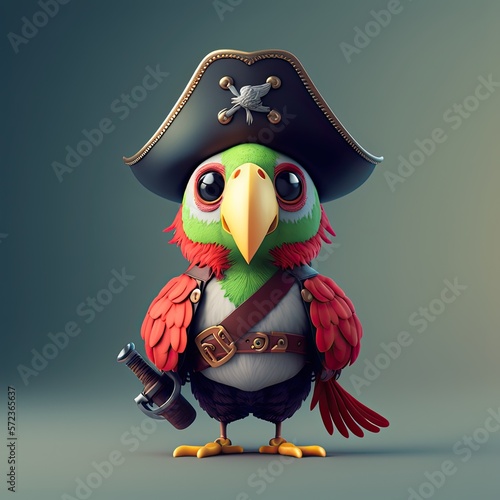 Cute Cartoon Parrot Dressed...