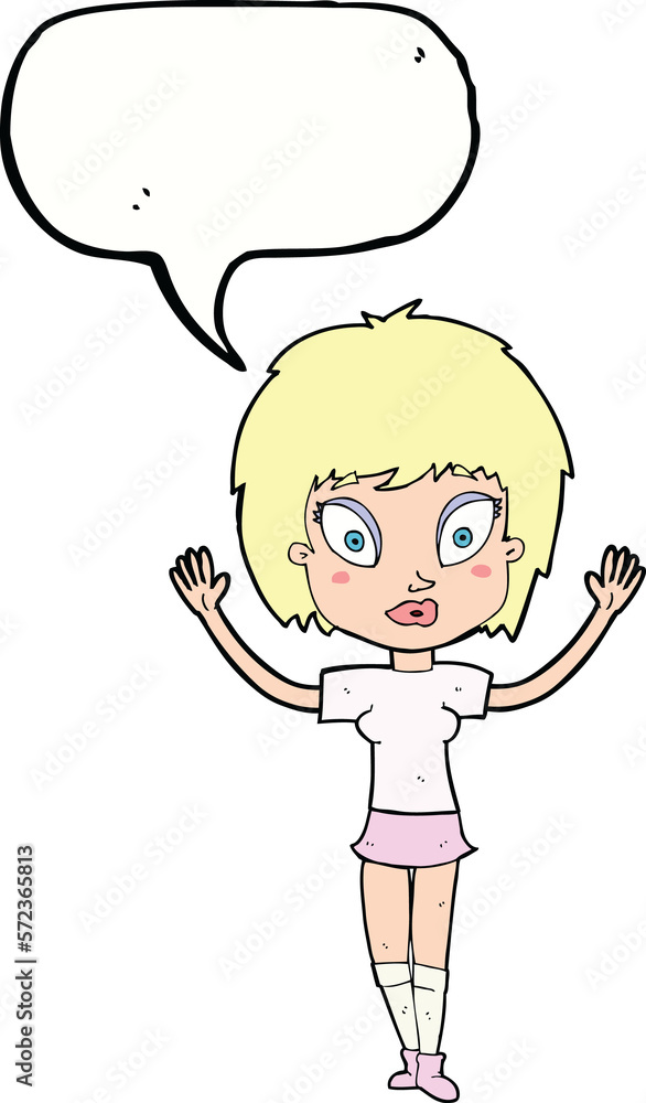 cartoon pretty girl with speech bubble cartoon pretty girl with speech bubble