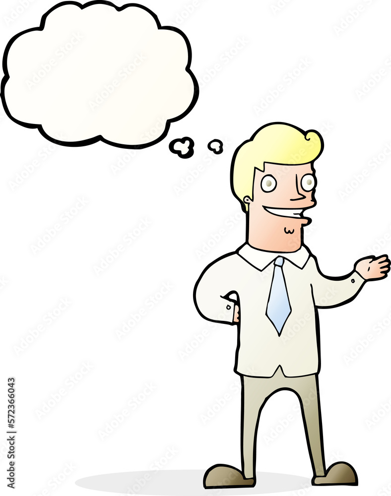 Fototapeta premium cartoon salesman with thought bubble