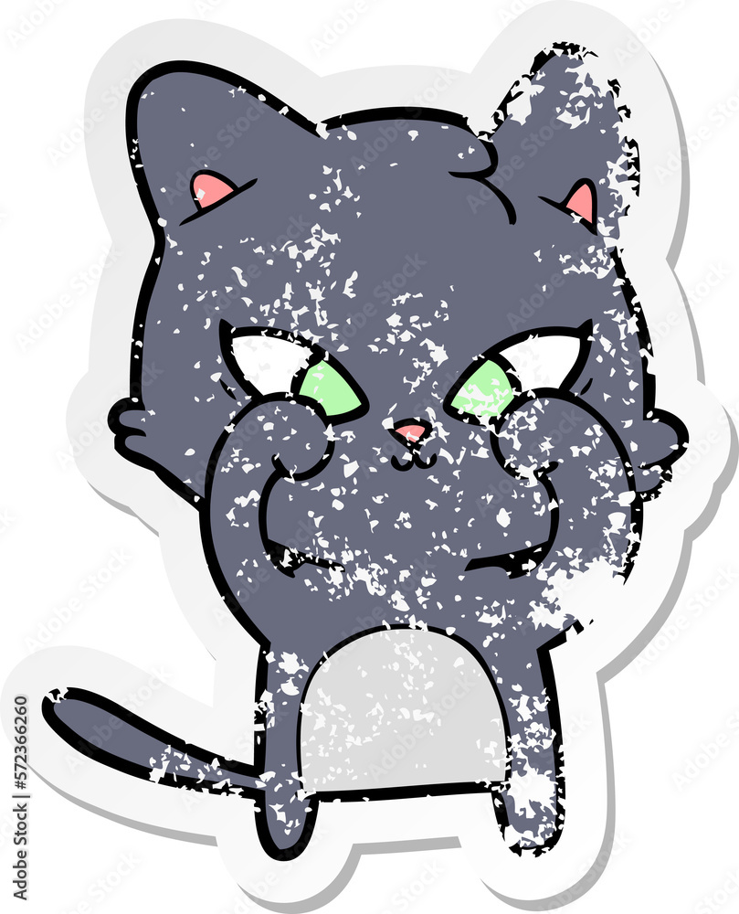 Fototapeta premium distressed sticker of a cute cartoon cat