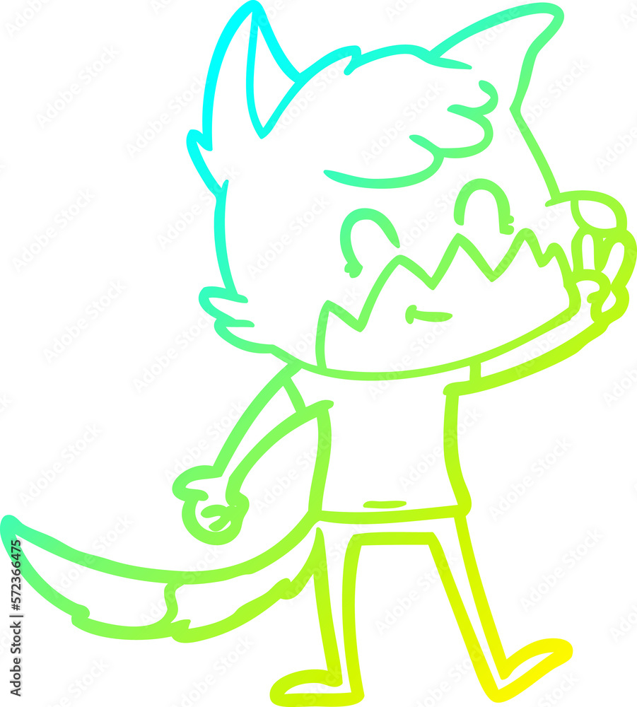 cold gradient line drawing cartoon friendly fox cold gradient line drawing cartoon friendly fox