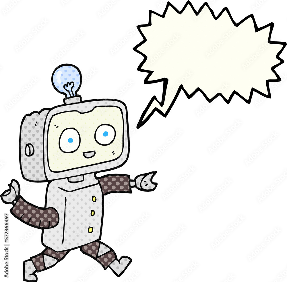 comic book speech bubble cartoon robot comic book speech bubble cartoon robot